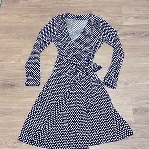 Banana Republic wrap dress, size Medium, navy and white